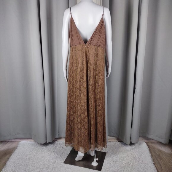 Lane Bryant Plus Size 16 Brown Lace Maxi Dress NWT Formal Gown Evening Wedding - Picture 4 of 12